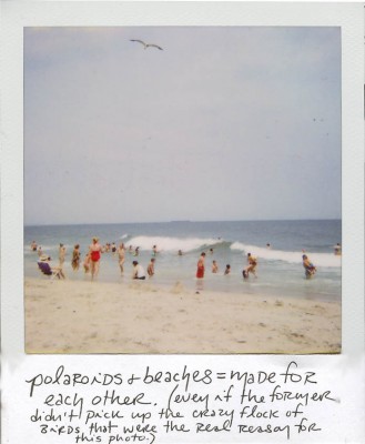 polaroids + beaches = made for each other. (even if the former didn't pick up the crazy flock of birds that were the real reason for this photo.)